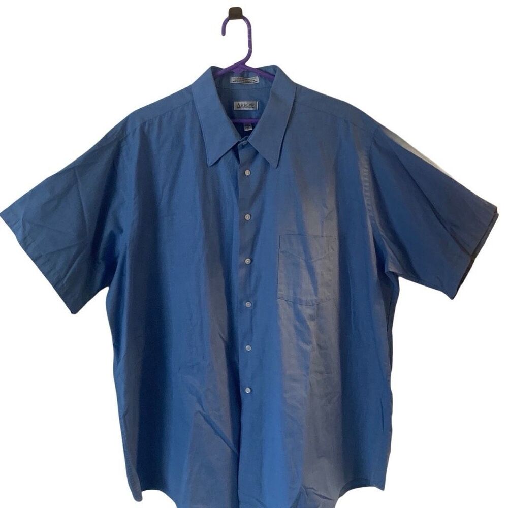 Pre Owned Men’s Arrow Short Sleeve Button Up Shirt Sz 18.5” Big Casual Comfort